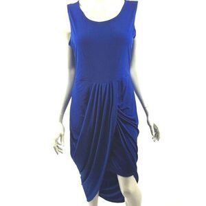 Hot Gal Royal Blue Draped Waist Dress Short Sleeve Stretch High Low Women XL NWT